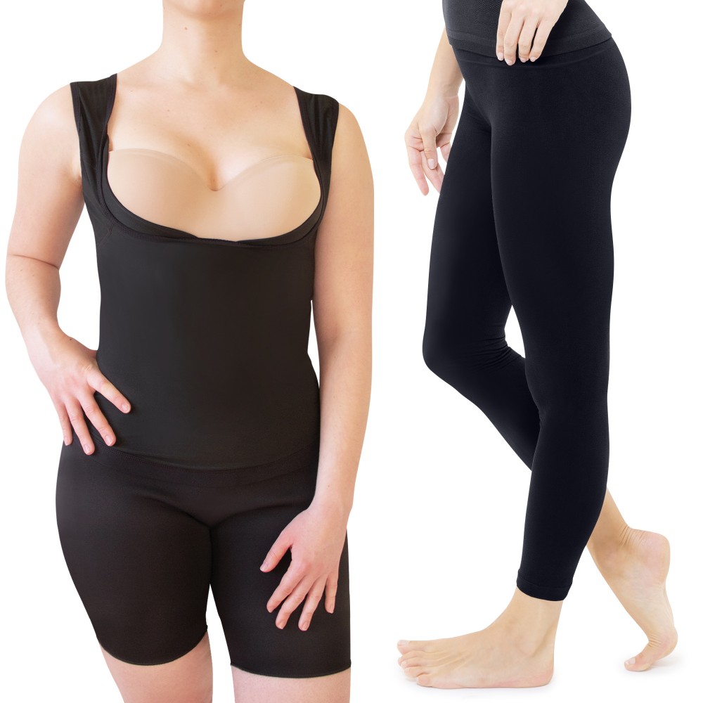 Conjunto adelgazante: leggings de triple acción, braga anticelulítica y top  para mujer