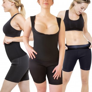 SWEATSHAPER nueva tecnología de adelgazamiento conjunto de camiseta, cinturón y braga para mujer