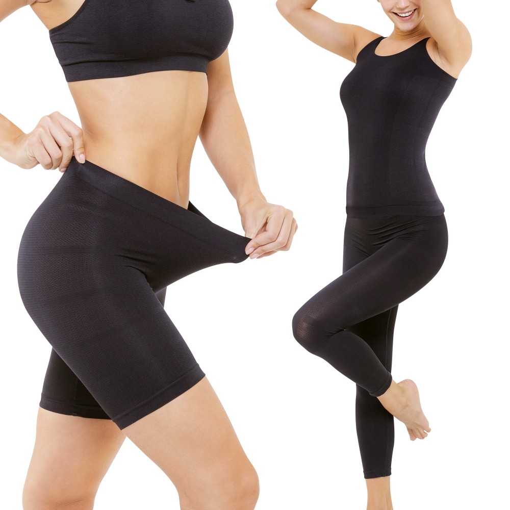 Conjunto adelgazante: leggings de triple acción, braga anticelulítica y top para mujer