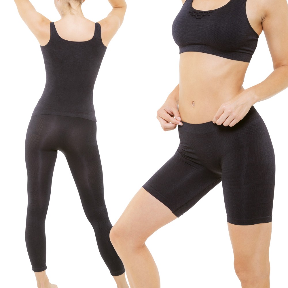 Conjunto adelgazante: leggings de triple acción, braga anticelulítica y top  para mujer